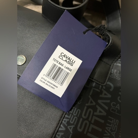 Black and Grey Cavalli Class Weekender Bag Large tote Zip Up - Picture 2 of 4